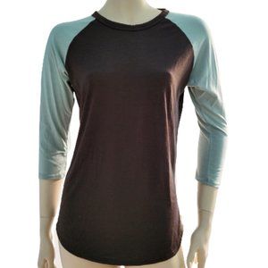 LuLaRoe Randy Shirt Brown/Blue Baseball Tee Sz XS